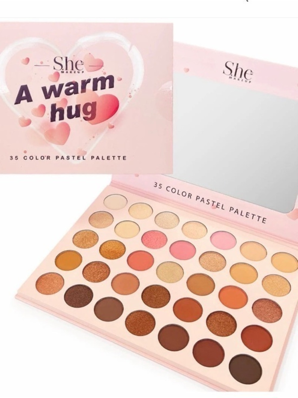S.he A Warm Hug 35-Color Pastel Eyeshadow Palette - Pink & Warm Browns